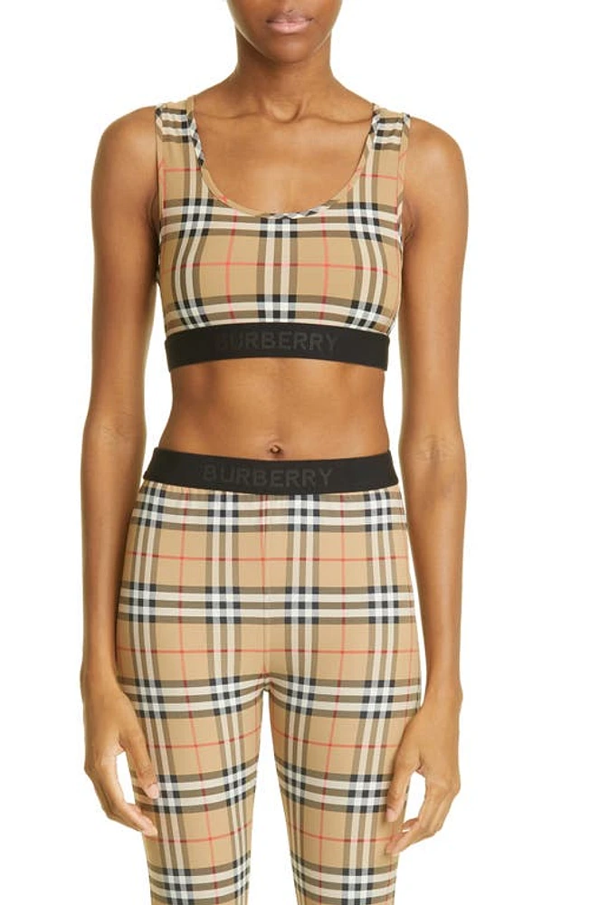 burberry Dalby Check Sports Bra Archive Beige Ip Chk at Nordstrom,