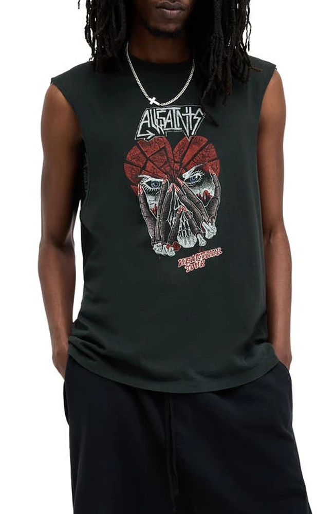 AllSaints Amortis Graphic Muscle Tee Washed Black at Nordstrom,