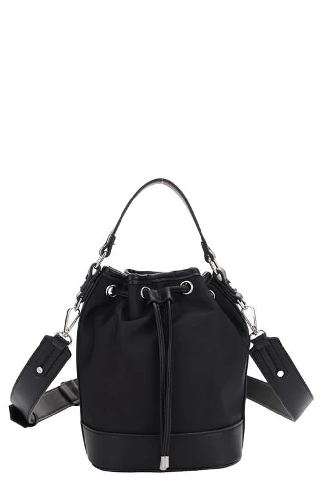 Mali + Lili Ella Nylon & Vegan Leather Bucket Bag in Black at Nordstrom