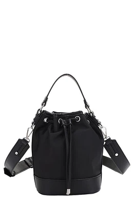 Mali + Lili Ella Nylon & Vegan Leather Bucket Bag in Black at Nordstrom