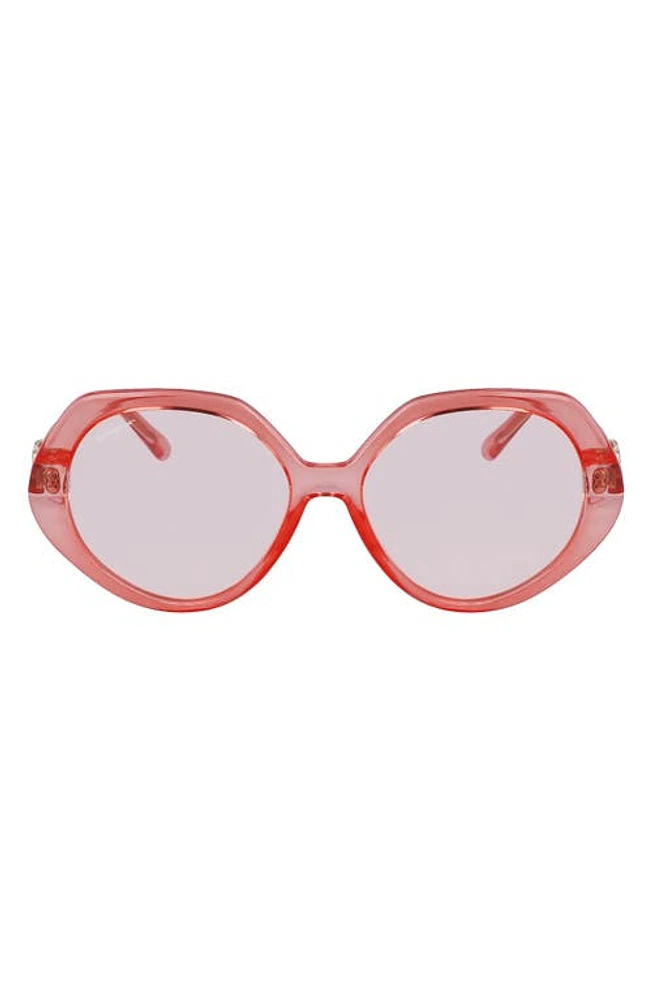 FERRAGAMO 58mm Modified Oval Sunglasses in Transparent Coral at Nordstrom