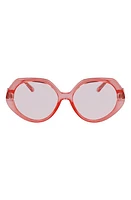 FERRAGAMO 58mm Modified Oval Sunglasses in Transparent Coral at Nordstrom