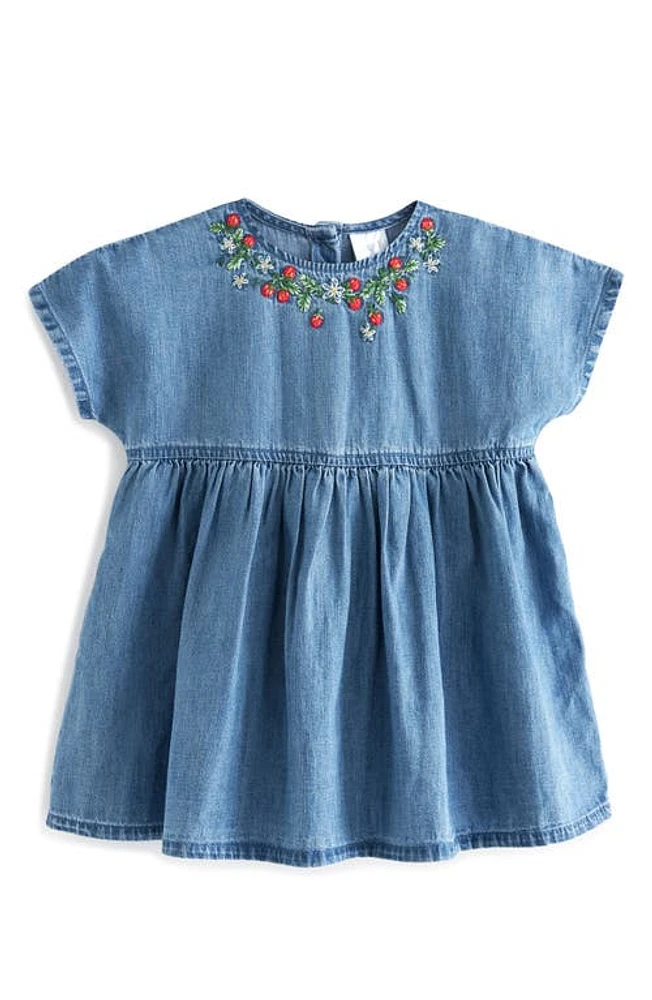 NEXT Kids' Strawberry Embroidered Denim Dress Indigo at Nordstrom,