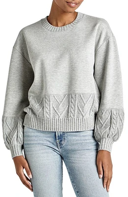 Splendid Vienna Cable Stitch Trim Sweater Lt Heather Grey at Nordstrom,