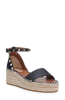 Valentino Garavani Rockstud Espadrille Platform Sandal in Black at Nordstrom, Size 11Us