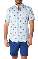 OppoSuits Super Mario Stretch Short Sleeve Button-Up Shirt Blue at Nordstrom,