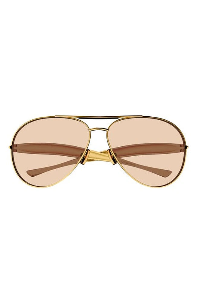 Bottega Veneta 64mm Oversize Pilot Sunglasses in Gold at Nordstrom