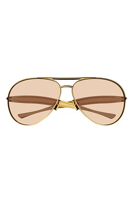 Bottega Veneta 64mm Oversize Pilot Sunglasses in Gold at Nordstrom