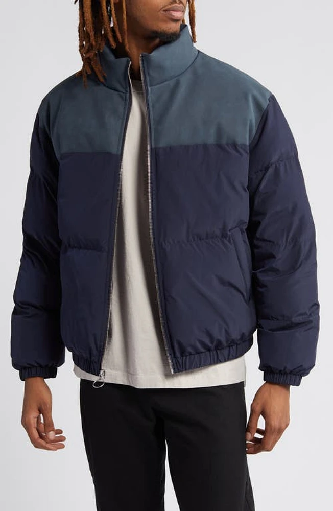 KROST Water Repellent Mixed Media Puffer Jacket Dark Navy at Nordstrom,