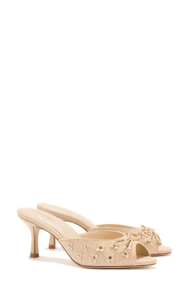 Larroudé Jasmine Kitten Heel Peep Toe Sandal Beige at Nordstrom,