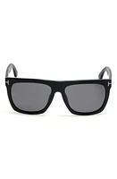 TOM FORD Morgan 57mm Polarized Square Sunglasses in Shiny Black /Smoke Polarized at Nordstrom