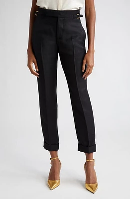 TOM FORD Tailored Hopsack Tapered Pants Black at Nordstrom, Us