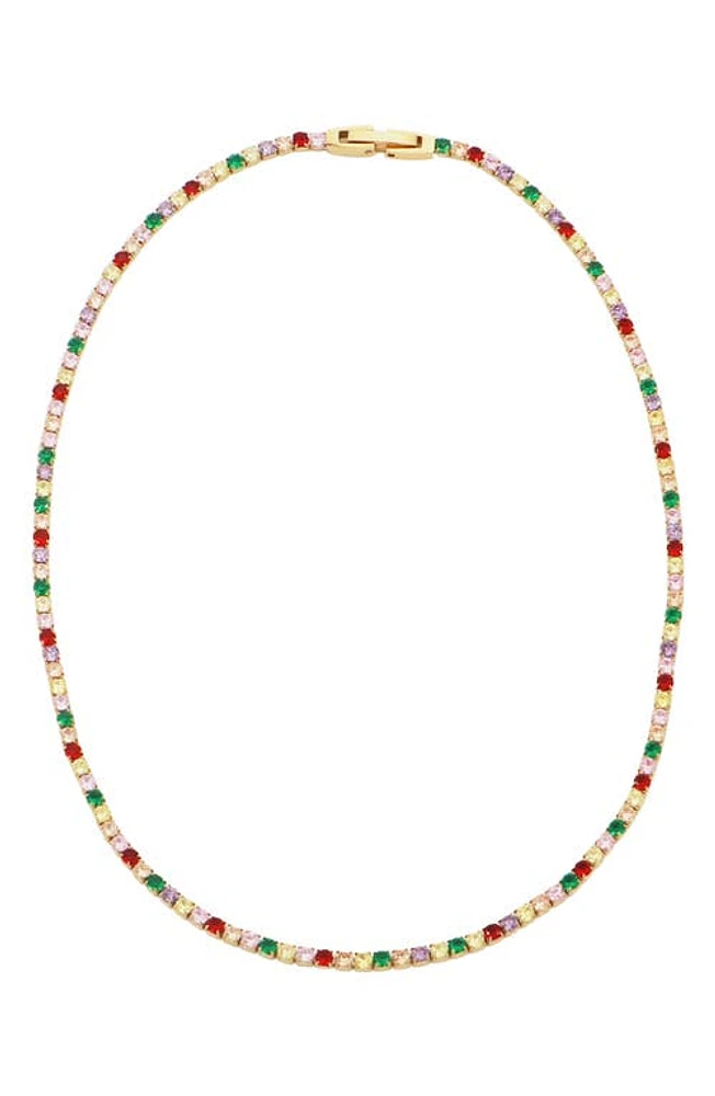 Petit Moments Rainbow Crystal Tennis Necklace in Gold Multi at Nordstrom