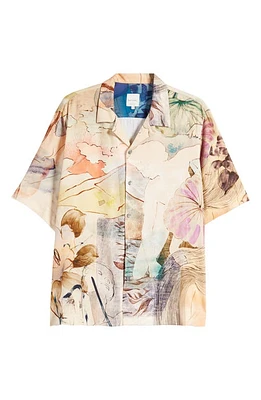 Paul Smith Regular Fit Camp Shirt Beige at Nordstrom,