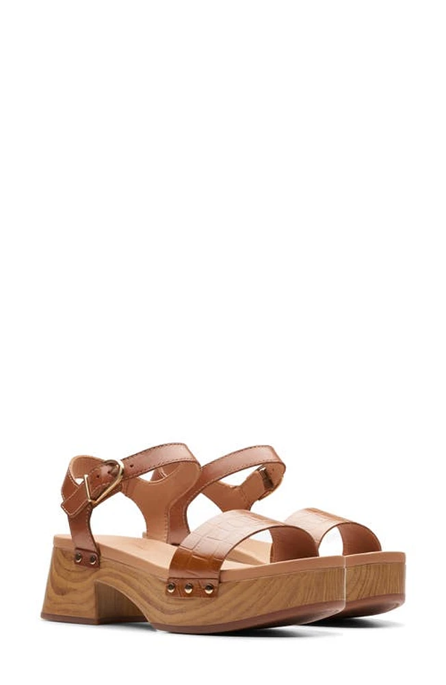 Clarks(r) Sivanne Bay Ankle Strap Platform Sandal in Tan Interest at Nordstrom, Size 8.5