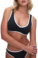 Good American Varsity Support Crop Bikini Top Black001 at Nordstrom,