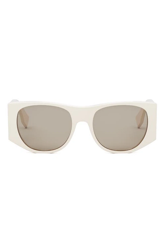 'Fendi Baguette 54mm Oval Sunglasses in Ivory /Brown at Nordstrom