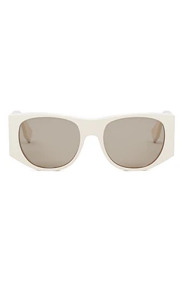 'Fendi Baguette 54mm Oval Sunglasses in Ivory /Brown at Nordstrom