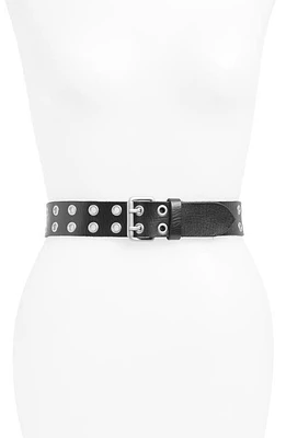 AllSaints Double Prong Belt Black/dull Nickel at Nordstrom,