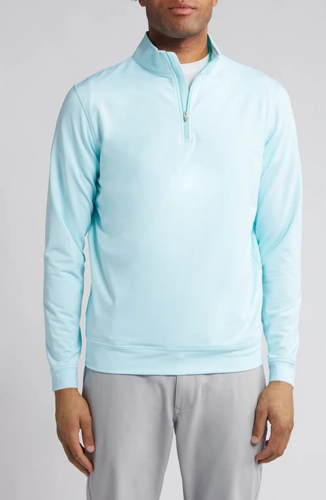 Peter Millar Perth Sugar Stripe Performance Quarter Zip Pullover Cabana Blue at Nordstrom,