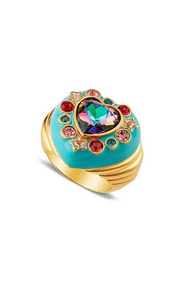 July Child Gemini Baby Heart Ring in Gold/Blue Enamel/Swarovski at Nordstrom