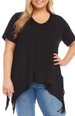 Karen Kane Sharkbite Fringe Hem Top Black at Nordstrom,