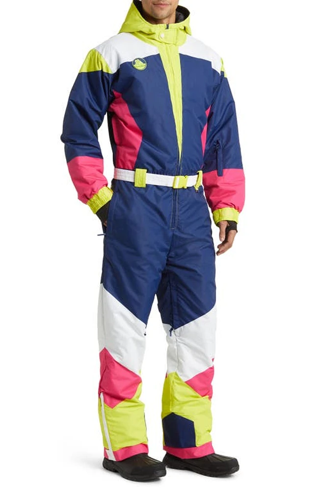 TIPSY ELVES Neon Knockout Waterproof Snowsuit Navy at Nordstrom,