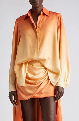 Zimmermann Tranquility Ombré Silk Scarf Shirt Red Fields at Nordstrom,