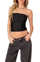 EDIKTED Soul Rhinestone Crop Tube Top Black at Nordstrom,