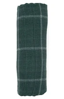 little unicorn Cotton Muslin Swaddle Blanket in Evergreen Plaid at Nordstrom