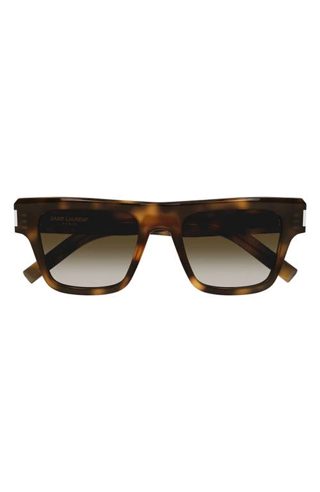 Saint Laurent 51mm Rectangular Sunglasses in Havana at Nordstrom