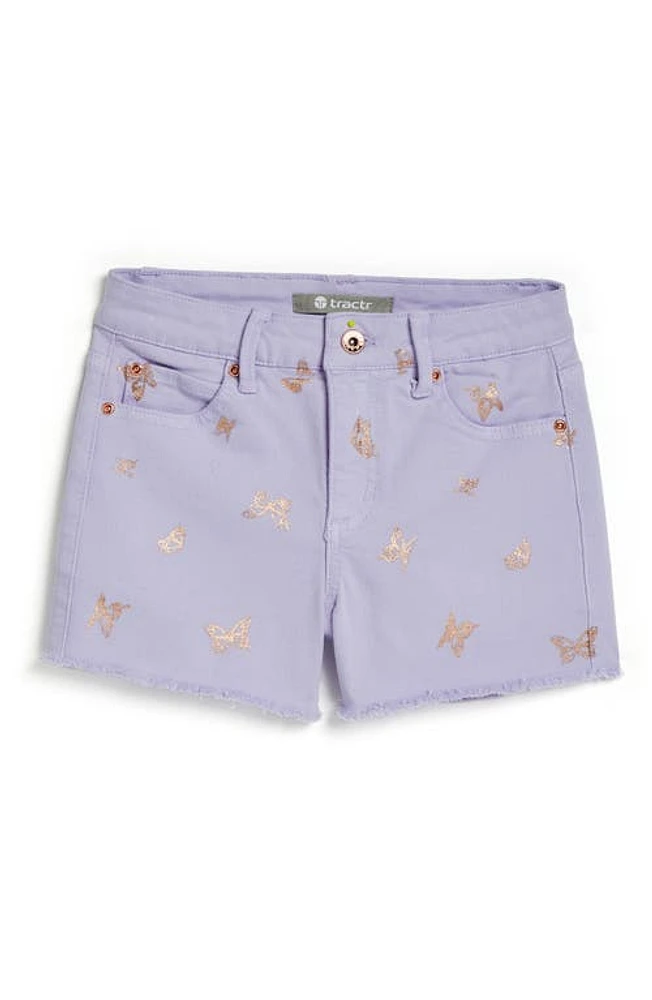 Tractr Kids' Foil Butterfly Cutoff Denim Shorts Pastel Lilac at Nordstrom,