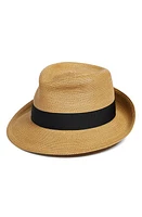 Eric Javits Classic Squishee Straw Packable Fedora Sun Hat in Natural/Black at Nordstrom