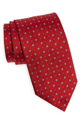 David Donahue Neat Floral Silk Tie in Red at Nordstrom