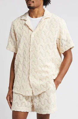 OAS Atlas Crochet Camp Shirt in Off White at Nordstrom, Size X-Small