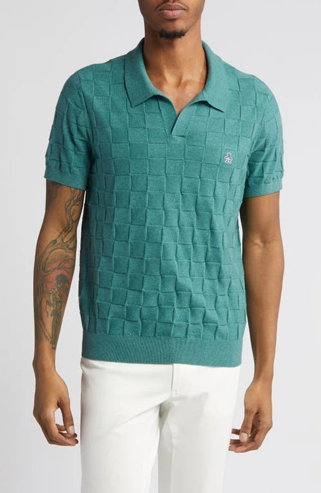 Original Penguin Jacquard Basketweave Johnny Collar Polo Sweater at Nordstrom,