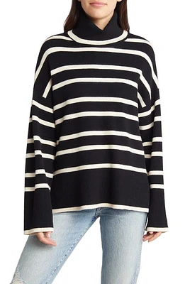 VERO MODA Samba Strips Turtleneck Sweater Black Stripes W Birch at Nordstrom,