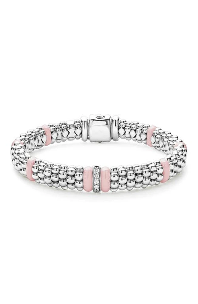 LAGOS Pink Caviar Diamond Ceramic Station Bracelet at Nordstrom, Size 8