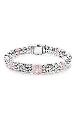 LAGOS Pink Caviar Diamond Ceramic Station Bracelet at Nordstrom, Size 8