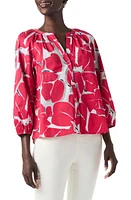 NIC+ZOE Bold Petals Button-Up Shirt Red Multi at Nordstrom,