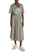 Moncler Drawstring Waist Poplin Midi Shirtdress in Crusted Gravel at Nordstrom, Size 6 Us