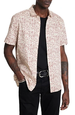 John Varvatos Sean Short Sleeve Button-Up Shirt Cranberry at Nordstrom,