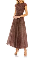 Mac Duggal Beaded Floral Cap Sleeve Gown Chocolate at Nordstrom,