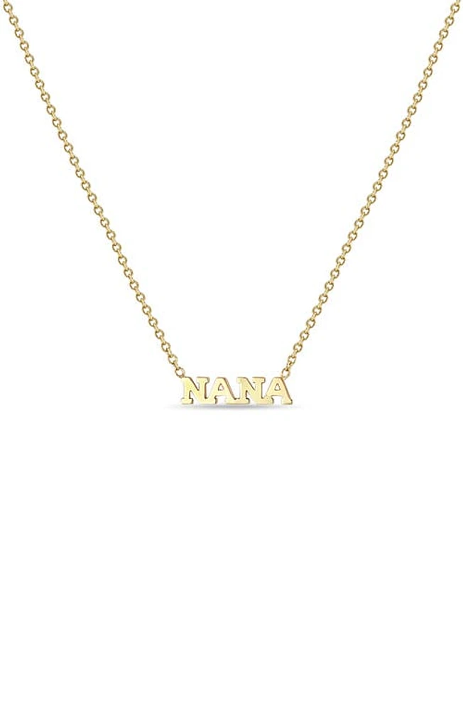 Zoë Chicco Tiny Letters Nana Pendant Necklace in 14K Gold at Nordstrom, Size 16