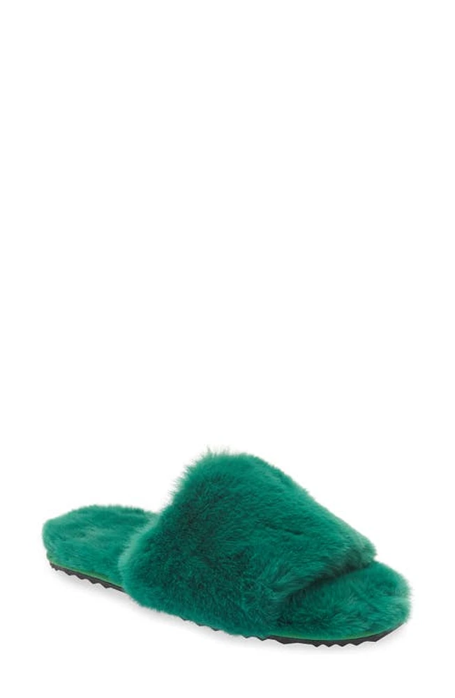 Apparis Diana Faux Fur Slide Slipper in Verdant Green at Nordstrom, Size 7 M