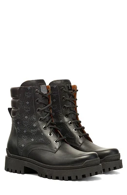 MCM Visetos Monogram Combat Boot in Black at Nordstrom, Size 12Us