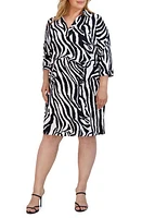 Foxcroft Angel Zebra Print Dress Black at Nordstrom,