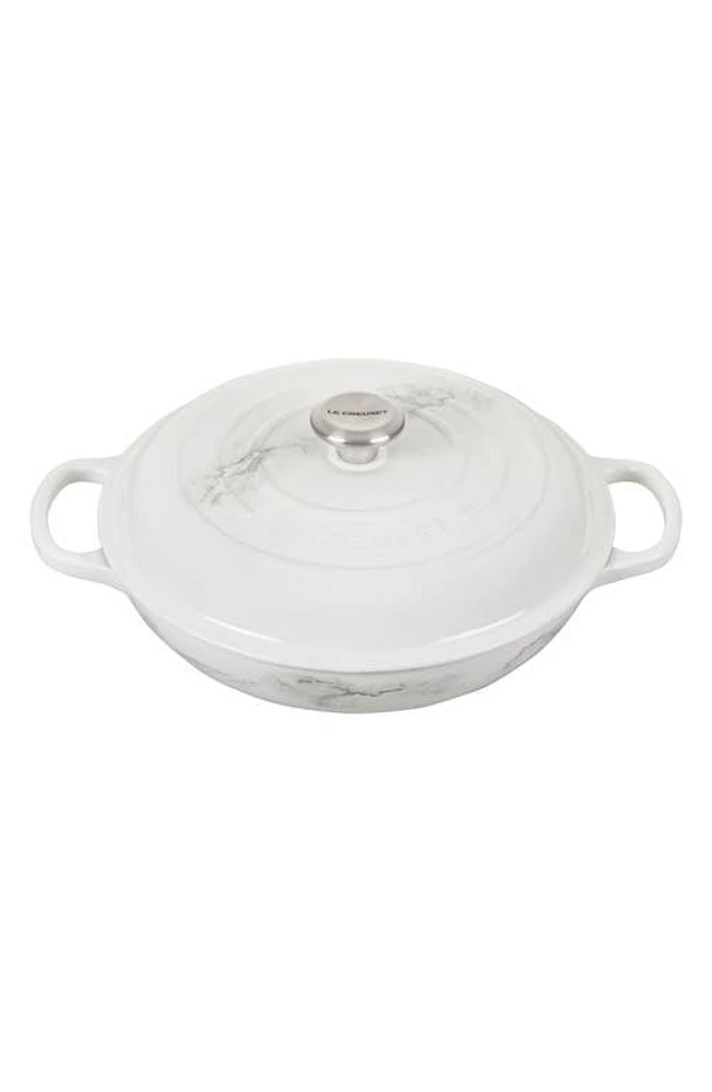 Le Creuset Signature 3.5-Quart Enameled Cast Iron Braiser in White Marble at Nordstrom