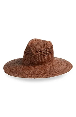 Faherty Mixed Stitch Raffia Fedora in Dark Brown at Nordstrom