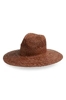 Faherty Mixed Stitch Raffia Fedora in Dark Brown at Nordstrom